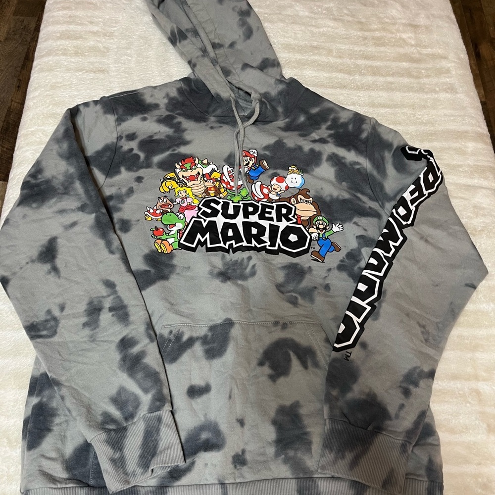 Nintendo Mens Hoodie Super Mario Friends,Y2K  Gray, Size M (b#4a)